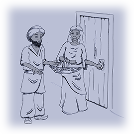 De waterdrager vraagt hulp aan de priesteres